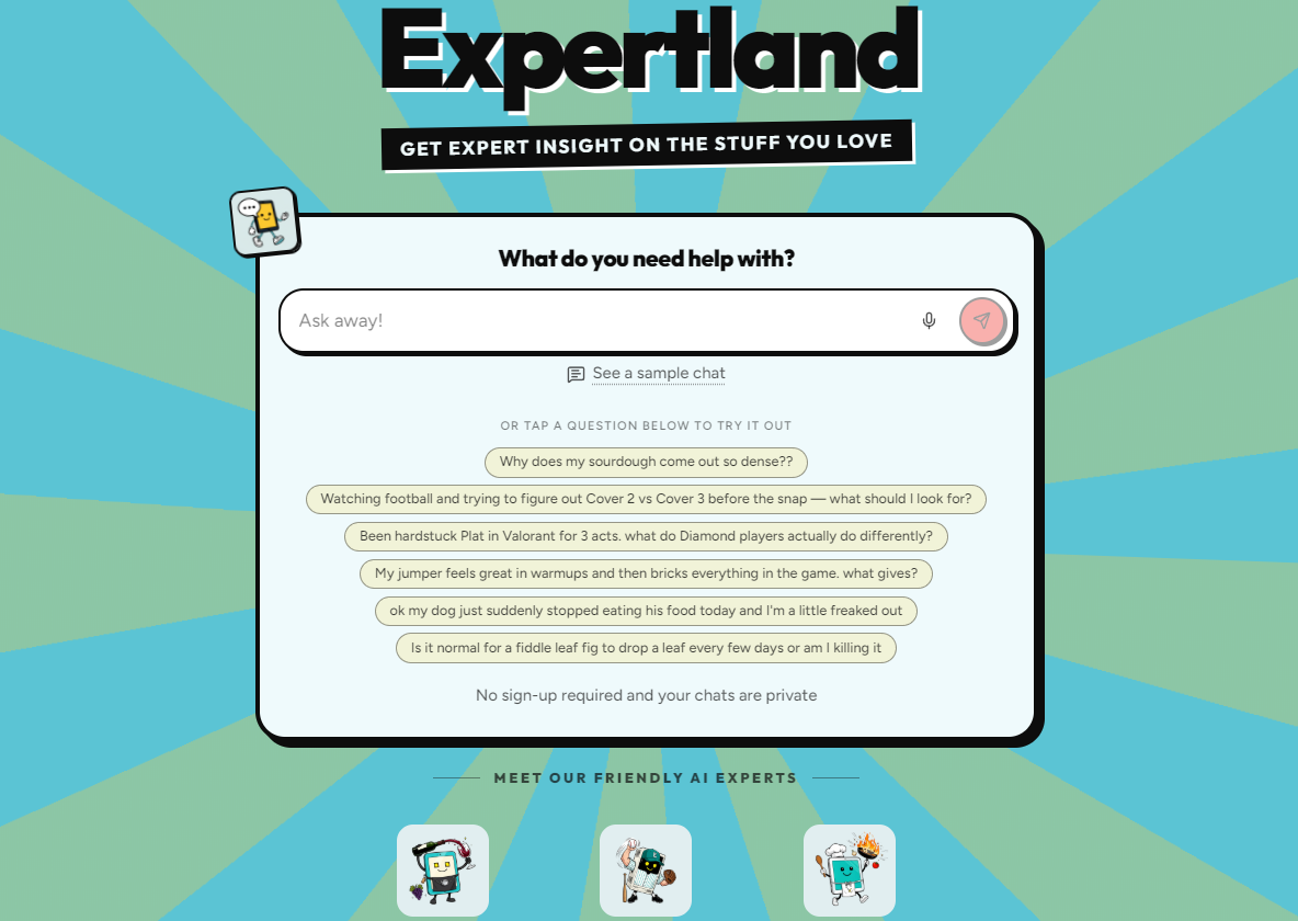 Expertland homepage